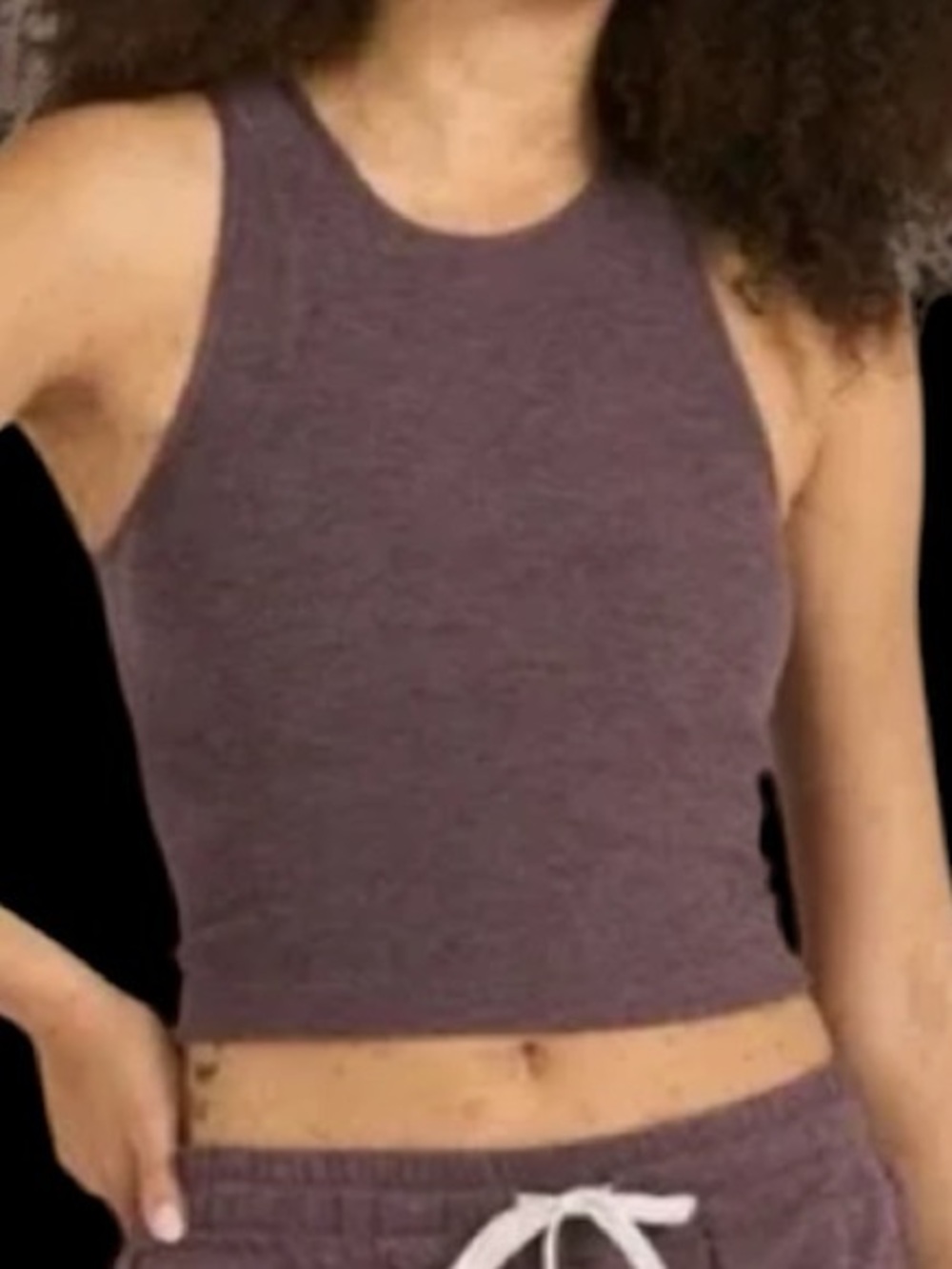 Vuori Elevation Pylo Athletic Crop Top Tank in Heathered plum
